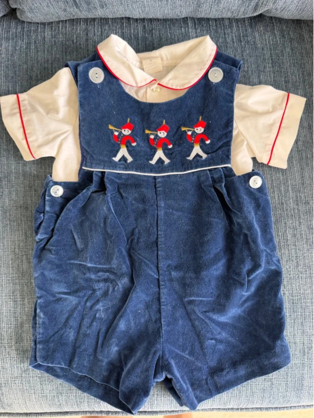 Vintage Small Steps Baby Boy 2-Piece Velvet John John Set Size 2T